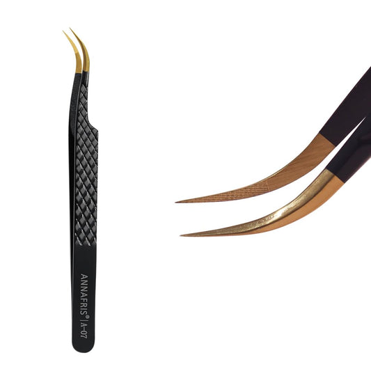 ANNAFRIS Lash Tweezers for Eyelash Extensions,Precision Fiber Tip for Volume Eyelash Extensions,Lash Extension Tweezers for Easy Application and Removal-A07