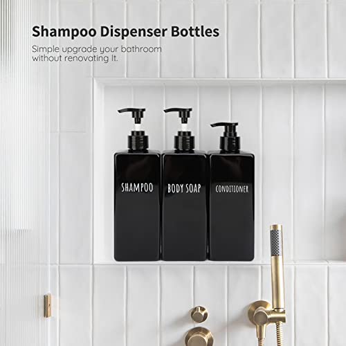 Segbeauty Black Plastic Refillable Soap & Lotion Dispenser Set 3 Pack 16.9oz
