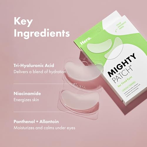 HERO COSMETICS Mighty Patch¢â for Tired Eyes Patches - Soothing Hydrogel Patches - Awakens and Visibly De-puffs Undereyes with Multiple Applications (6 Count)