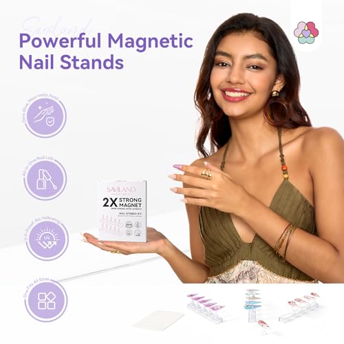 SAVILAND White Magnetic Nail Holder for Art & Press-Ons - 3 Pack