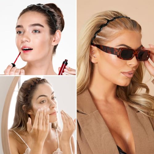 2-Pack Zigzag Headbands for Women - Non-Slip U-Shaped Hair Accessories