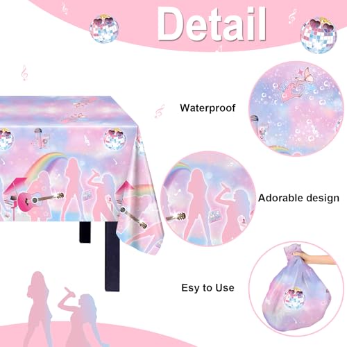 3 Pack Music Birthday Tablecloths | Pastel Plastic Tablecovers 108x54"