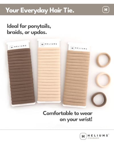Heliums Light Brown Hair Ties - No Damage Seamless Nylon Bands, 20 Pack