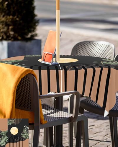 Waterproof Outdoor Tablecloth with Umbrella Hole & Zipper - 54x54 Inch Boho Design