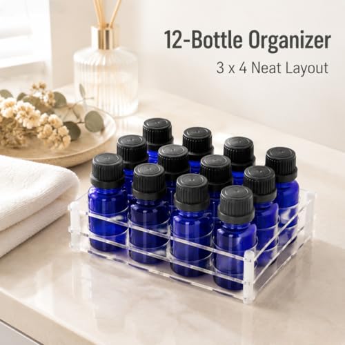 BOXIN Acrylic 2-in-1 Storage Rack for 10/15/20ml Essential Oils & Slim Lipsticks - Clear Desktop Organizer