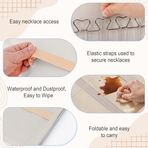 Dynoro Double-Sided Jewelry Organizer Roll - 48 Pockets & 21 Hooks