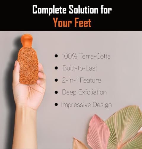 QUBA LINEN 2-Sided Terra Cotta Pumice Stone for Feet & Body