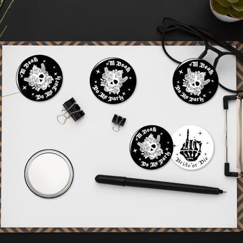 12 Pcs Gothic Bachelorette Compact Mirrors - Bride or Die Party Favors