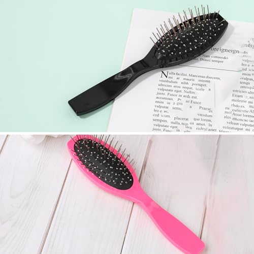 Mozeat 2-Pack Wig Brushes for Synthetic Hair - Black & Rose Red, Lightweight & Durable