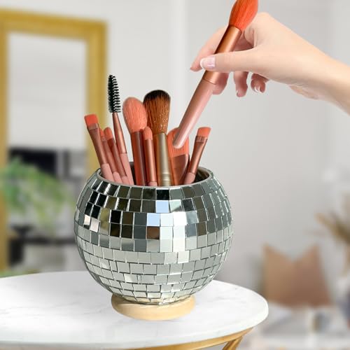 FlidRunest Disco Makeup Brush Organizer - Reflective Storage Cup