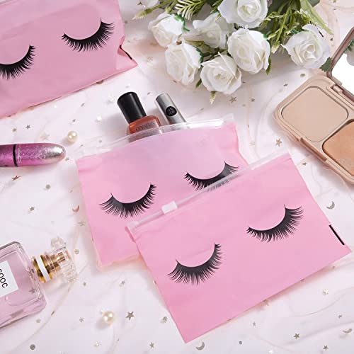 Noverlife 100PCS Pink Zipper Eyelash Care & Storage Bags, 6x4 Inch