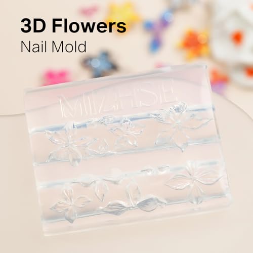 MIZHSE 3D Flower Nail Mold for DIY Gel Nail Art
