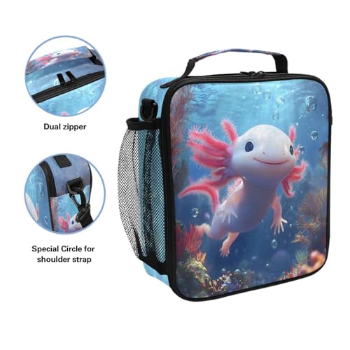 Axolotl Insulated Lunch Box for Kids - Large Capacity Cooler Tote