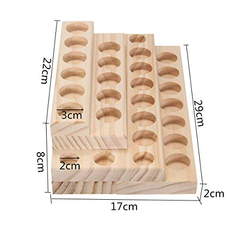 Pure Vie 4-Tier Wooden Essential Oil Storage Box - 30-Slot Organizer
