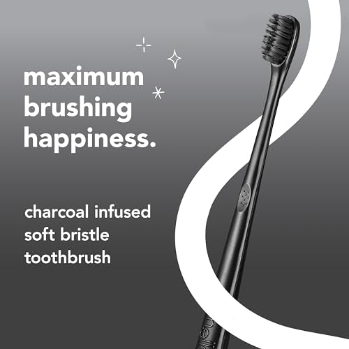 hello Charcoal Soft Bristle Adult Toothbrush, BPA-Free, 4 Pack