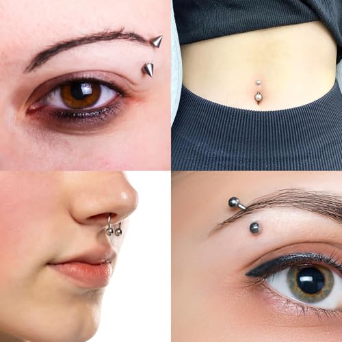 TKKUY 131PCS Professional Body Piercing Kit with 316L Stainless Steel Jewelry