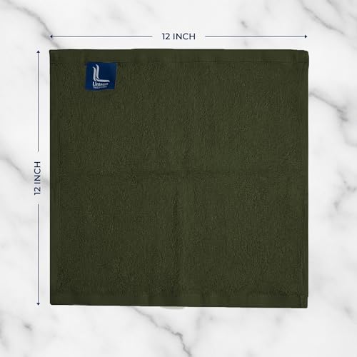 Zero Twist Washcloths 12x12 100% Cotton, 12-Pack – Army Green