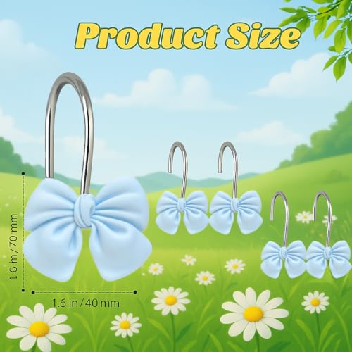 YOINIUEM Soft Light Blue Shower Curtain Hooks - Set of 12