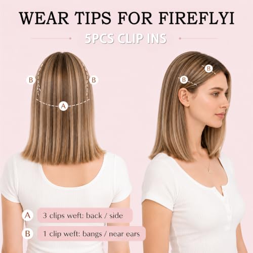 FIREFLYI 14-Inch Short Clip-In Hair Extensions – Matte Protein Fiber Volume