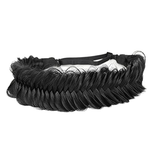 BOBIYA Black Fishtail Synthetic Hair Headband for Women, Braided Elastic Hair Accessory