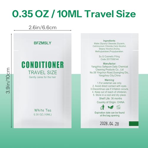 Travel Size Conditioner Sachets - 50 Pack, White Tea Scent