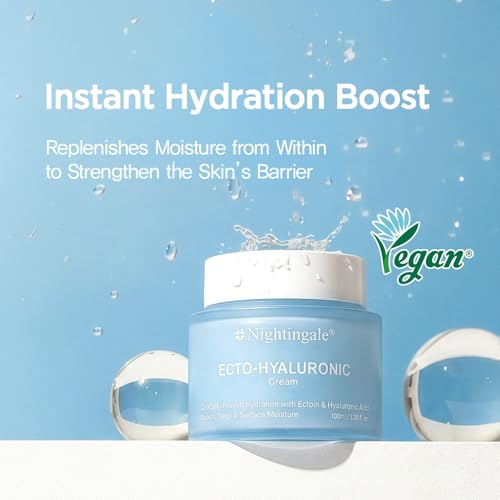 Nightingale Ecto-Hyaluronic Face Moisturizer with 8-Layer Hyaluronic Acid, Vegan & Hypoallergenic