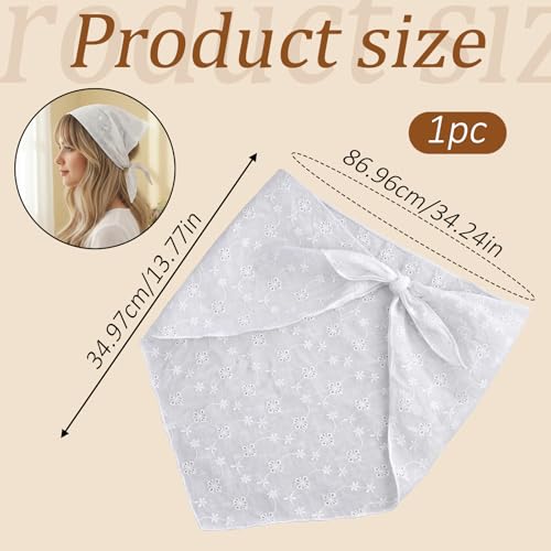 Apojgitn White Lace Bandana Scarf for Women - Elegant Triangle Hair Accessory