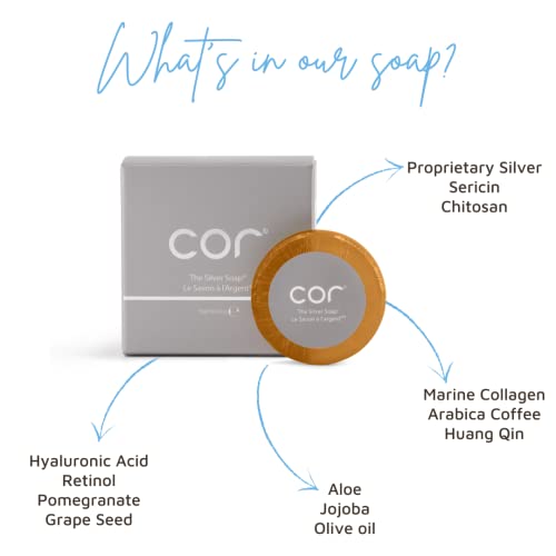 Cor Colloidal Silver Soap Bar - 0.34 oz Natural Face Soap for Sensitive Skin