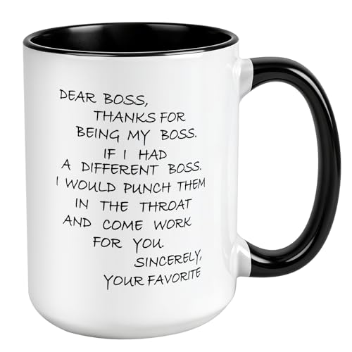 Funny Boss Mug - Dear Boss Coffee Cup, 15oz Ceramic Gift