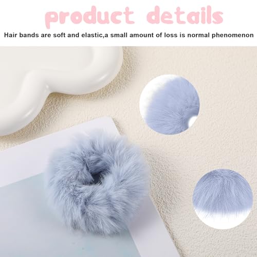 12 Pack Fluffy Hair Scrunchies for Women - Soft Pom Pom Ties