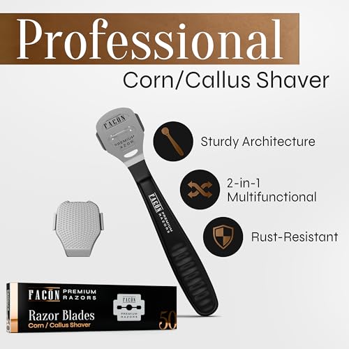 FACON Professional Callus Shaver with 50 Blades for Feet & Hands