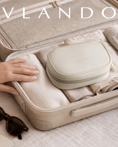 VLANDO Small Leather Makeup Bag - Portable Cosmetic Organizer for Travel