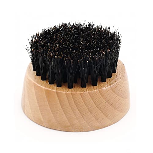 Beard Brush for Men - Small Round Boar Bristle Wooden Brush