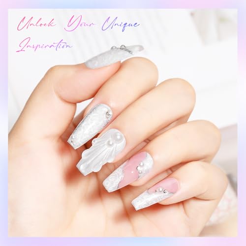 MIZHSE Pearl Gel Nail Polish Set - 6 Iridescent Mermaid Colors with Shell Thread Effect