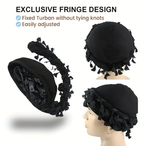 Vintage Twist Turban for Men and Women, Satin Lined Modal Head Wrap