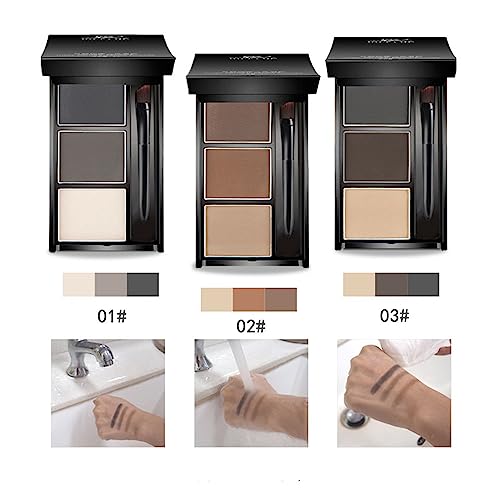 UOCK Waterproof Three-Color Eyebrow Powder Kit - Natural Brow Makeup