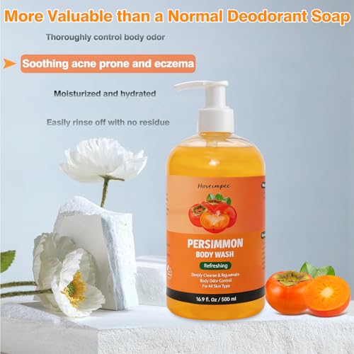 Persimmon Body Wash for Odor Control - 16.9 fl oz, Natural Deodorant