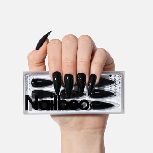 Nailboo Stiletto Press-On Nails - Dark Dreams Reusable Manicure Set