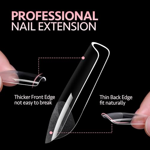 GAOY Medium Stiletto Soft Gel Nail Tips - 240Pcs, 12 Sizes
