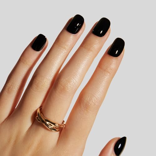 LAMIMOSA Extra Short Round Press-on Nails - Black Soft Gel Nail Kit