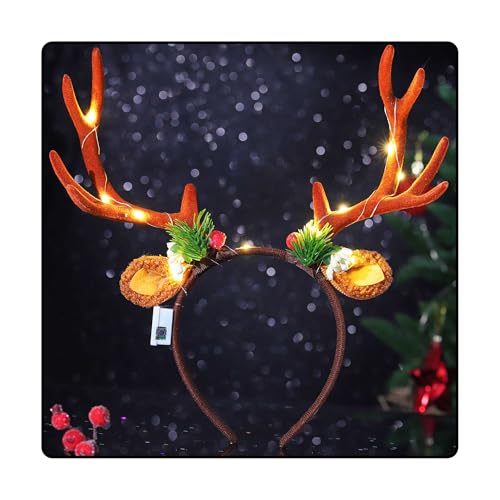 Olbye B Variation B Light Up Deer Antlers Headband for Women - Reindeer Ears Costume Accessory