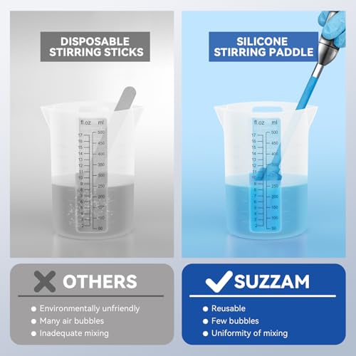 Suzzam Silicone Resin Mixer Paddles - 4Pcs Epoxy Mixer for Drill