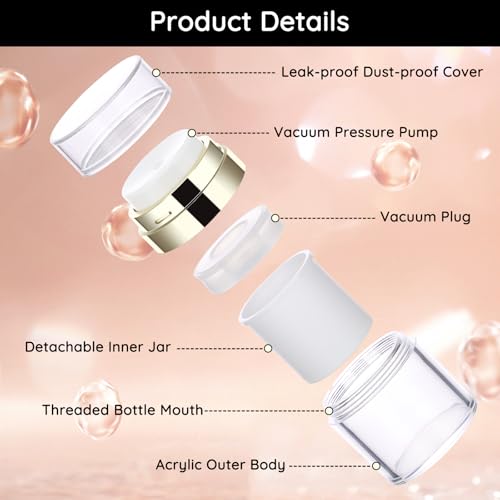 Segbeauty 4pcs Refillable Airless Pump Jars Set 10 Pack Travel Size Lotion Bottles 1oz+0.5oz+0.2oz