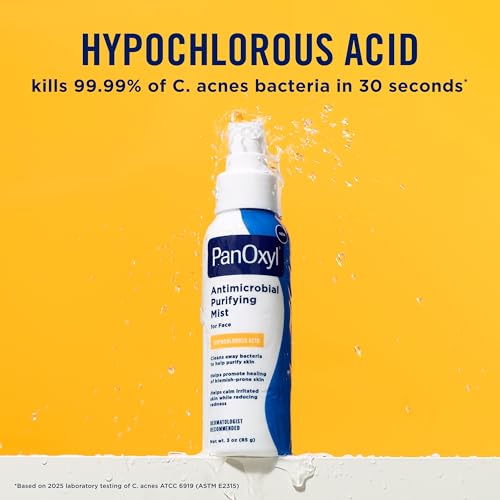 PanOxyl Antimicrobial Purifying Mist with Hypochlorous Acid - 3 oz for Blemish-Prone Skin