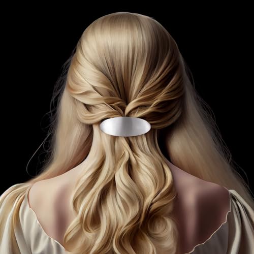 2pcs French Oval Hair Barrette Clips for Women - Gold & Silver