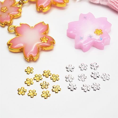 100pcs Gold Flower Nail Charms - Alloy Blossom Decorations