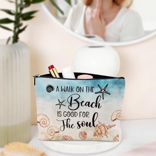 Beach Cosmetic Bag - Funny Travel Makeup Pouch for Vacation Essentials