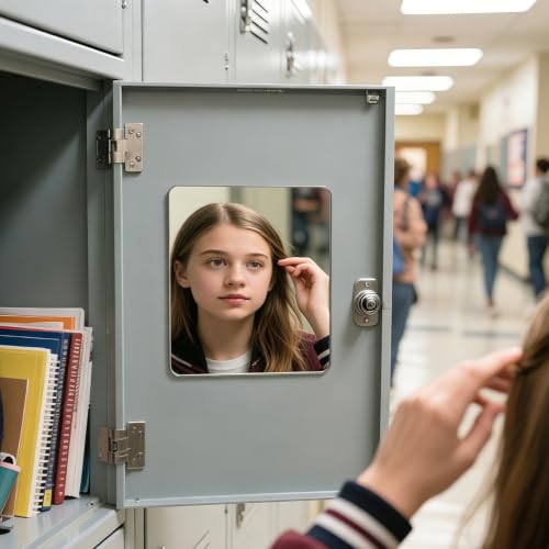 Neehows Magnetic Locker Mirror, 7.8" x 7.8" Acrylic Fridge Mirror