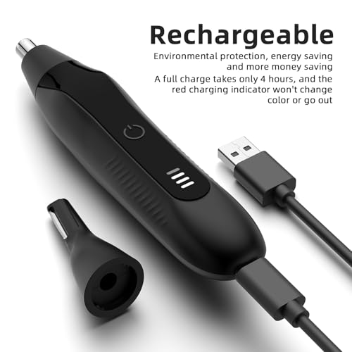 Ear and Nose Hair Trimmer for Men Women, Eyebrow and Facial Hair Trimmer with Powerful Motor and Dual-Edge Blades Rechargeable Painless