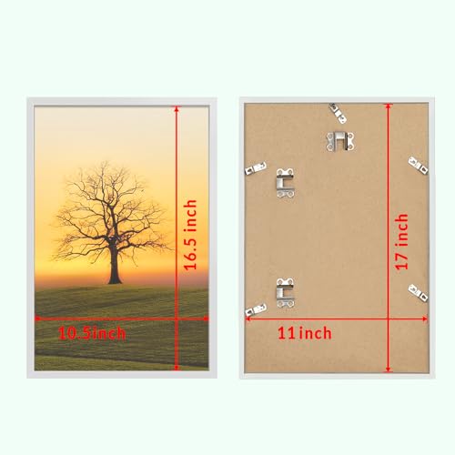 11x17 White Picture Frame with Shatterproof Plexiglass - Sturdy Wall Display